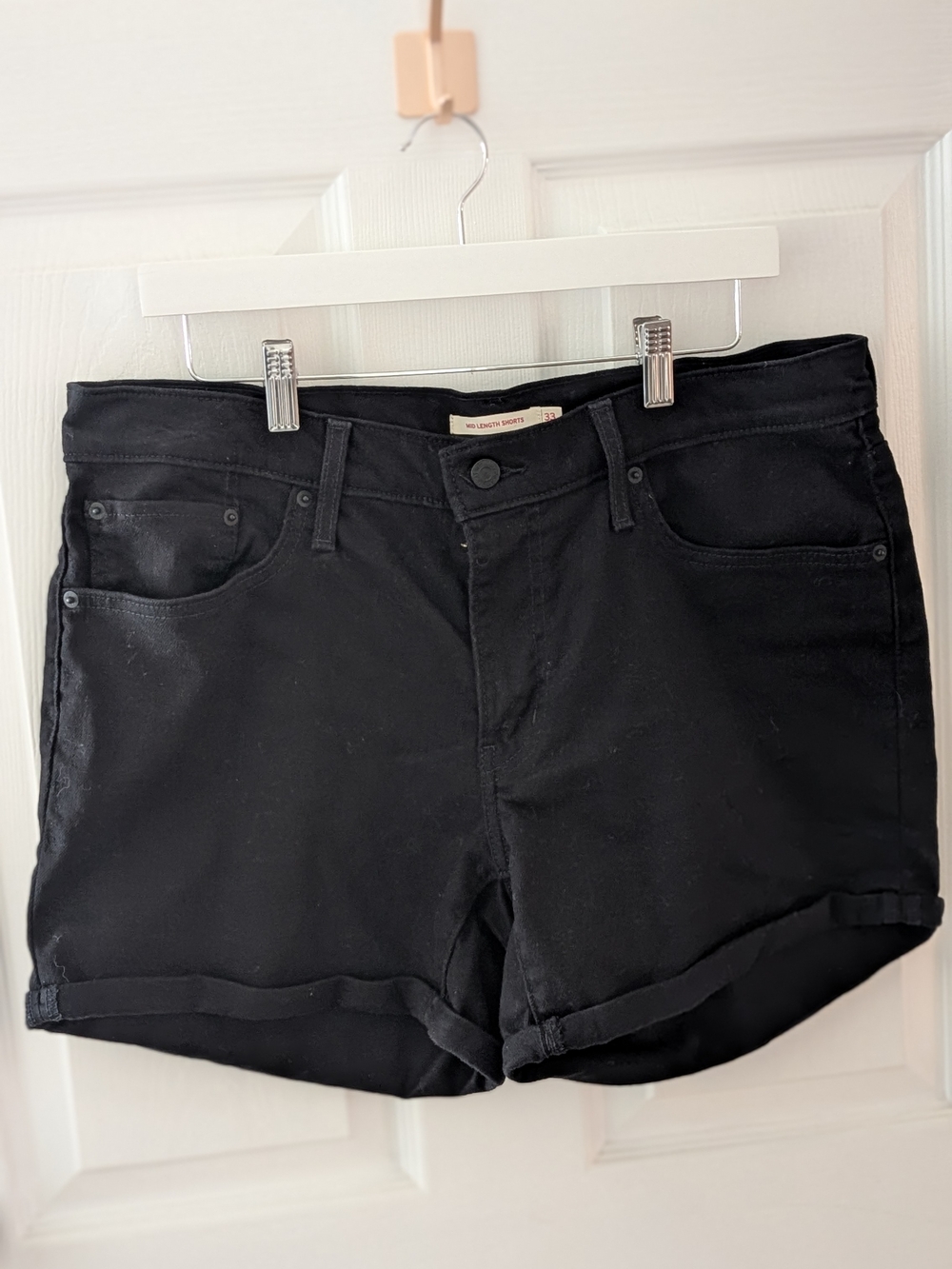 Levi's Black Rolled-Hem Denim Shorts